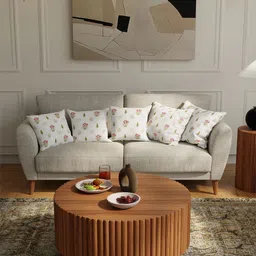 URBAN SPACE White & Red 5 Pieces Floral Printed Cotton Square Cushion Covers-18