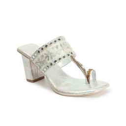 TWIN TOES Embellished Ethnic Block Sandals-image-99