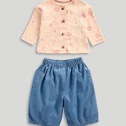 Mothercare Girls Wild Meadow Contemporary Pure Cotton Top And Trouser-54