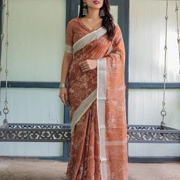all about you Floral Zari Pure Linen Saree-picture-23