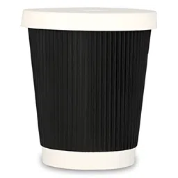 e kysa Set of 25 Black & White Disposable Paper Cups with Lids - 350 ml image 3
