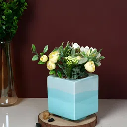 TAYHAA Azure Horizon Blue Color-Blocked Ceramic Flower Planter-33