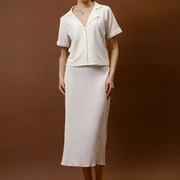 Athena Collar Top With Pleated Skirt Co-Ords-image-79