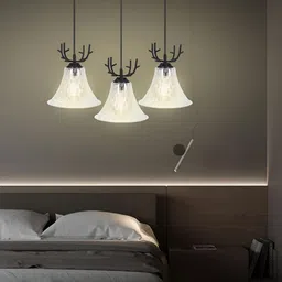 KINIS Transparent & Black Textured Abstract Shaped Quirky Ceiling Lamp-10