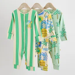 NEXT Infant Kids Pack of 3 Bright Pineapple Printed Sleepsuit-image-31