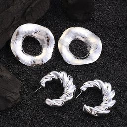 SOHI Set Of 2 Chunky Halo Contemporary Drop Earrings-53