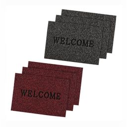 Aura 6-Pcs Red & Grey Textured Anti-Skid Doormats-36