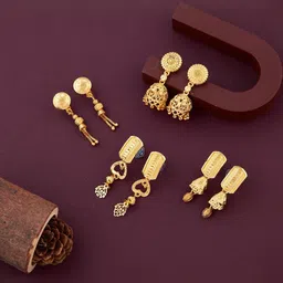DIVASTRI Set Of 4 Gold-Plated Brass Earrings-picture-39