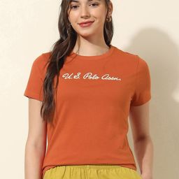 U.S. Polo Assn. Women Typography Printed Round Neck Cotton T-shirt-image-73