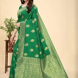 MORDEN MUSE Woven Design Zari Silk Blend Banarasi Saree-picture-44