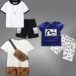 BAESD Kids Pack Of 3 Printed Short Sleeves T-shirt With Shorts-75