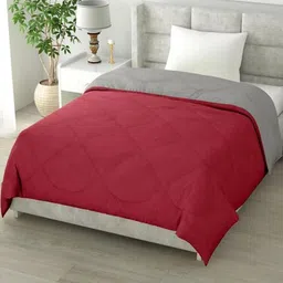 Doristyle Maroon 250 GSM Checked Microfiber Single Bed Comforter-picture-45