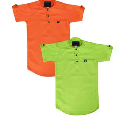 OJ TREND Kids-Boys Orange Kurtas-picture-0