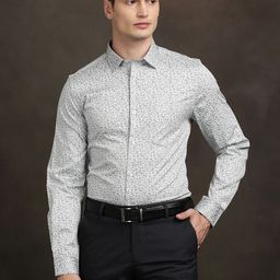 Turtle Floral Printed Standard Slim Fit Pure Cotton Formal Shirt-image-57