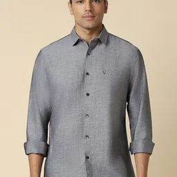 Allen Solly Men Spread Collar Solid Linen Slim Fit Casual Shirt-picture-49