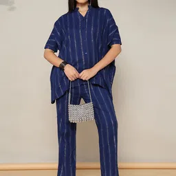 House of Kaftan Striped Cotton Shirt With Trouser Co-Ords-picture-39