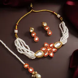 Anouk Gold Plated Kundan Studded & Beaded Jewellery Set-50
