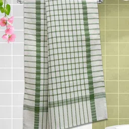Athom Living Green & White 1 Printed Cotton 210 GSM Bath Towel-image-9