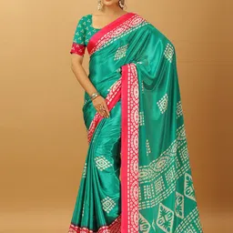 A.V.M. SILK MILLS Bandhani Printed Pure Crepe Saree-image-93