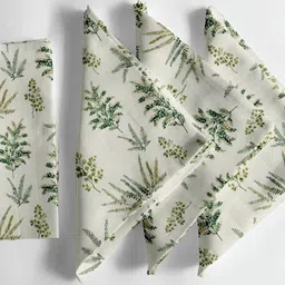 Vargottam 12-Pcs Off White & Green Printed Cotton Table Napkins-image-21