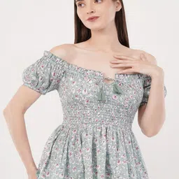 Ekika Women Floral Printed Smocking Off-Shoulder Top-picture-43