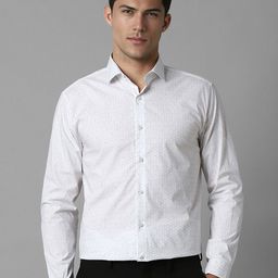 Louis Philippe Sport Men Super Spread Collar Geometric Printed Cotton Formal Shirt-picture-40