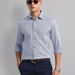 AD By Arvind Men Spread Collar Micro Checked Cotton Casual Shirt-picture-39
