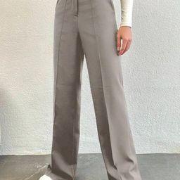 BROADSTAR Women Smart Straight Fit High-Rise Easy Wash Pleated Trousers-image-43