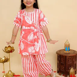 Aj DEZInES Girls Printed Angrakha Pure Cotton Kurta with Salwar-image-16