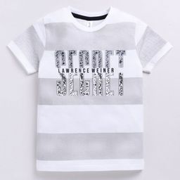 Ginie Boys Typography & All Over Stripe Printed Breathable Tshirt-10