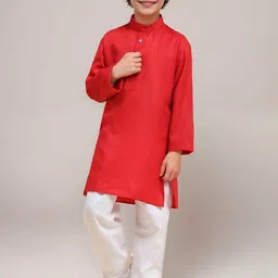 DEVOILER Boys Mandarin Collar Cotton Straight Kurta-image-2