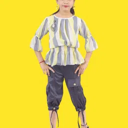 HSS TRENDS Kids-Unisex Grey Poly Georgette Clothing Set-image-59
