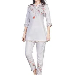 Nioni Women Printed Mandarin Collar Tunic and Trousers Co-Ords-7