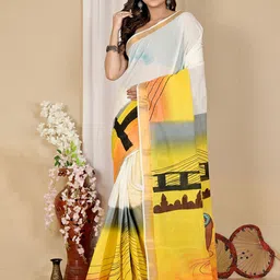 DipDiya Abstract Printed Pure Cotton Taant Saree-picture-13