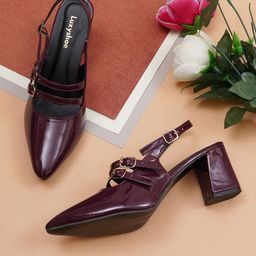 LUXY SHOE Block Pumps with Buckles-42