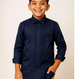 Lagorii Boys Tailored Fit Solid Spread Collar Cotton Formal Shirt-picture-25