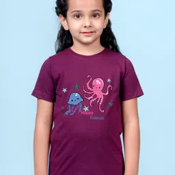NUSYL Girls Cute Jellyfish & Text Printed Regular Fit Cotton T-Shirt-image-79