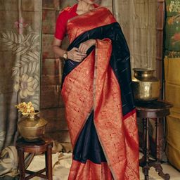 CaniBani Black Silk Blend Banarasi Sarees-picture-22
