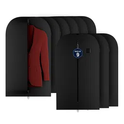 Kuber Industries Black 9 Pieces Textured Non-Woven Suit Organisers With Zip-4