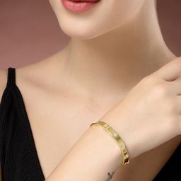 DressBerry Women American Diamond Gold-Plated Kada Bracelet-image-82
