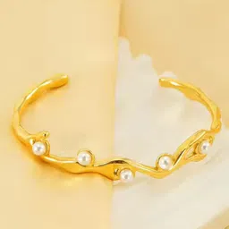 Fashion Frill Stainless Steel Gold-Plated Pearls Studded Charm Bracelet-picture-20