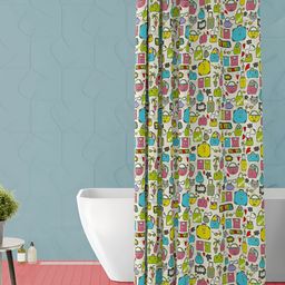 ArtzFolio Off White & Yellow Printed Waterproof Polyester Shower Curtain-16