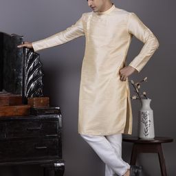 PulseIQ Men Dupion Silk Straight Kurtas-picture-12