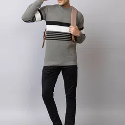 TYSORT Men Striped Woollen Pullover-image-9