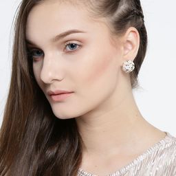 YouBella Gold-Plated Artificial Stones Studded Double Sided Floral Studs-53