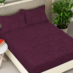 Myntra Elegant Homes Burgundy Woollen 300TC Fitted Double King Bedsheet Set-2.5mX2.25m-picture-40