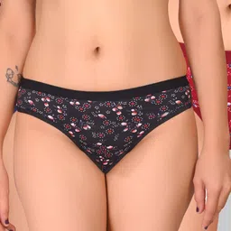 FiveFlag Pack Of 3 Women Mid-Rise Cotton Blend Briefs-picture-22