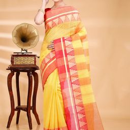 SRILOK Striped Pure Cotton Taant Saree-image-101