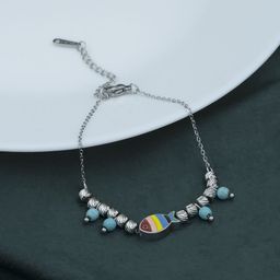 ARTKLIM Stainless Steel Silver-Plated American Diamond Charm Bracelet-image-33