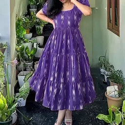 CORSICA Print Puff Sleeve A-Line Midi Dress-picture-9